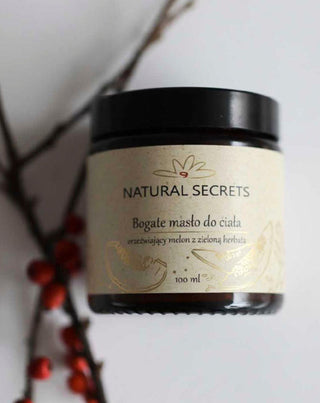 Telové maslo s prírodnými olejmi s vôňou melónu a zeleného čaju Natural Secrets