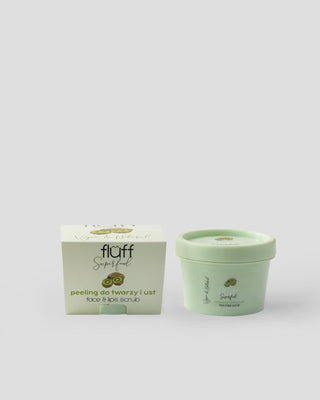 Jemný peeling na tvár a ústa so sacharózou a jojobovým olejom Vyhladenie Fluff