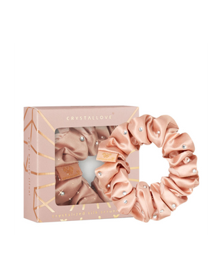 Hodvábna gumička do vlasov s kryštálmi – rose gold Crystallove - 1