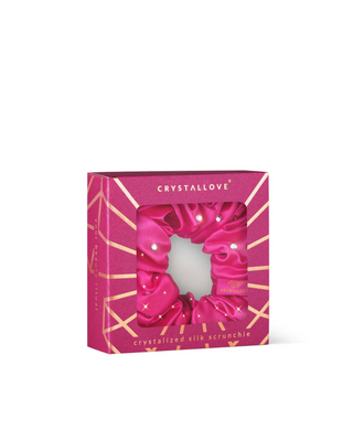 Hodvábna gumička do vlasov s kryštálmi – hot pink Crystallove - 4