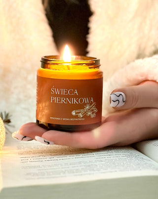 Perníková sviečka z repkového vosku s olejmi a 100% bavlneným knôtom Mglife - 2