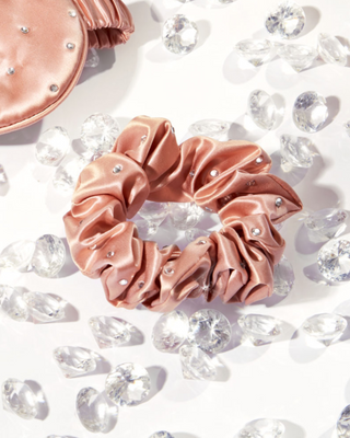 Hodvábna gumička do vlasov s kryštálmi – rose gold Crystallove - 2