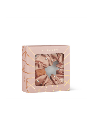 Hodvábna gumička do vlasov s kryštálmi – rose gold Crystallove - 4