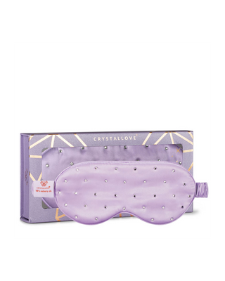 Hodvábna šatka na oči na spanie zdobená kryštálmi – lilac Crystallove - 1