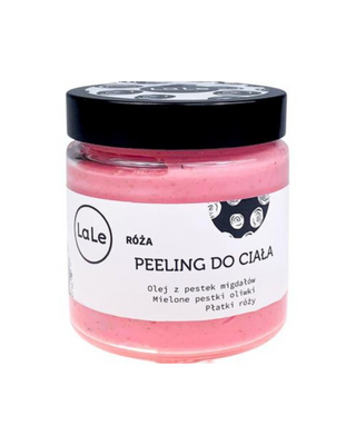 Ružový telový peeling s olejom z mandľových jadier, mletými olivovými jadrami a okvetnými lístkami ruží La-Le - 1