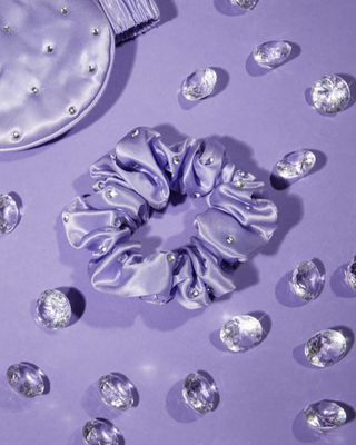 Hodvábna gumička do vlasov s kryštálmi – lilac Crystallove - 2