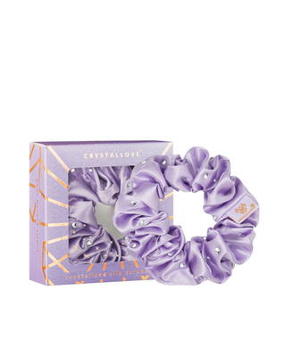 Hodvábna gumička do vlasov s kryštálmi – lilac Crystallove - 1